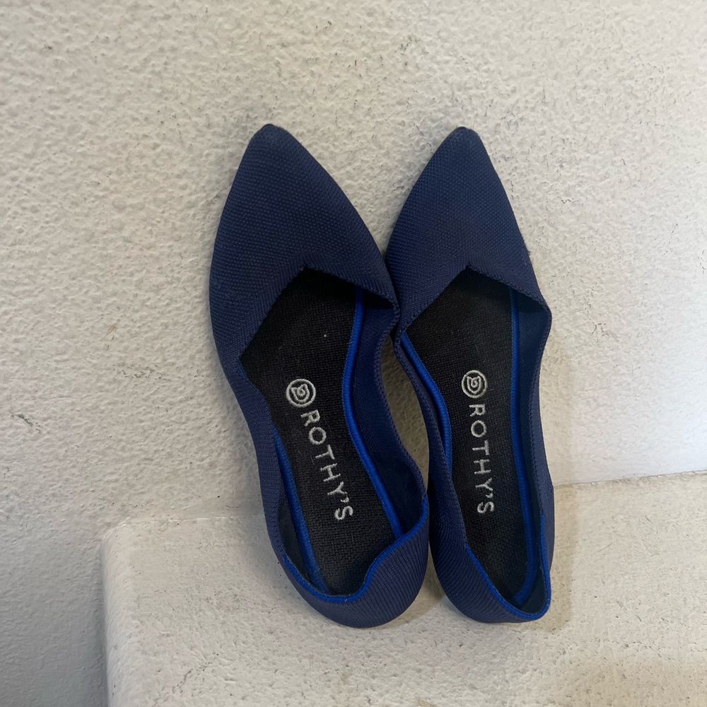 Rothy's The Point blue flat‎ sandals comfort women’s size 8.5